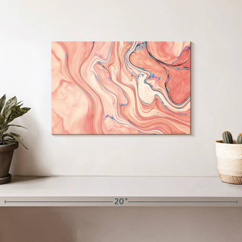 Avery rose abstrait, H 8 po x l 12 po