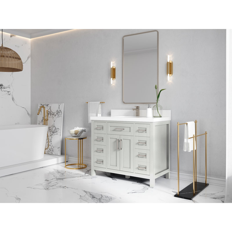 42'' Single Bathroom Vanity with Quartz Top, Calacatta Laza