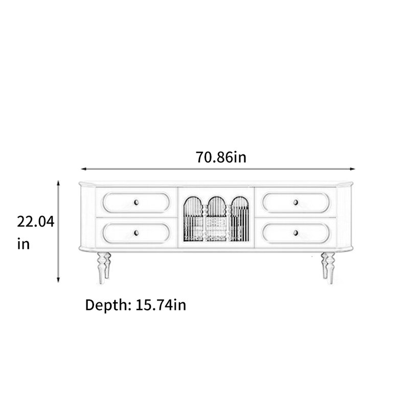 Meuble télé de style crème, H 22,04 po x l 70,86 po x P 15,74 po