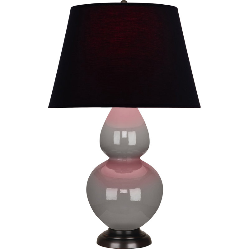 Lampe de table double gourde en céramique, Noir / Rouge, Taupe fumé glacé / bronze, Bronze