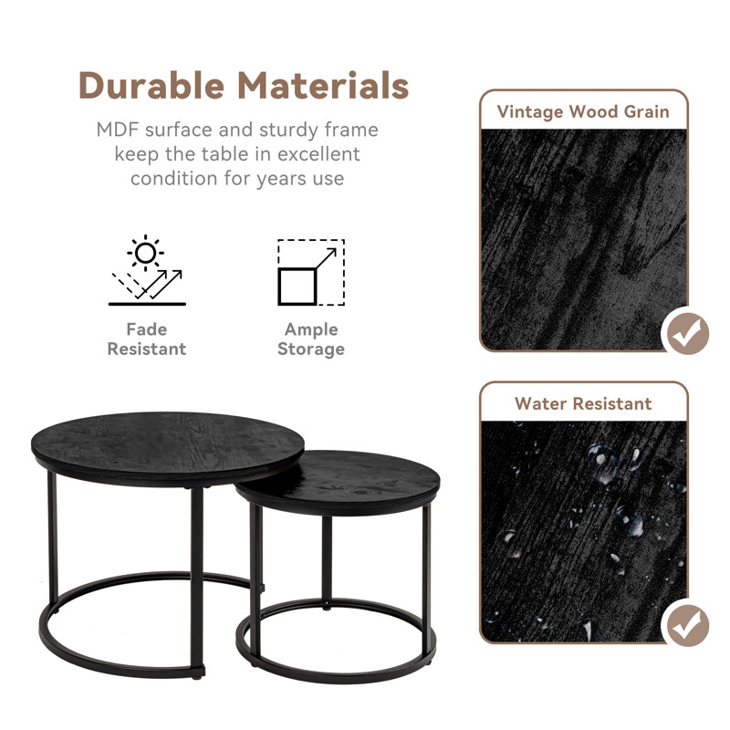 Side Table Set, Black