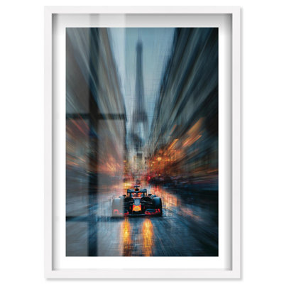 «Racing traverse Paris Shadowbox», reproduction d'art mural par Notoriart, cadre blanc, 16 x 24