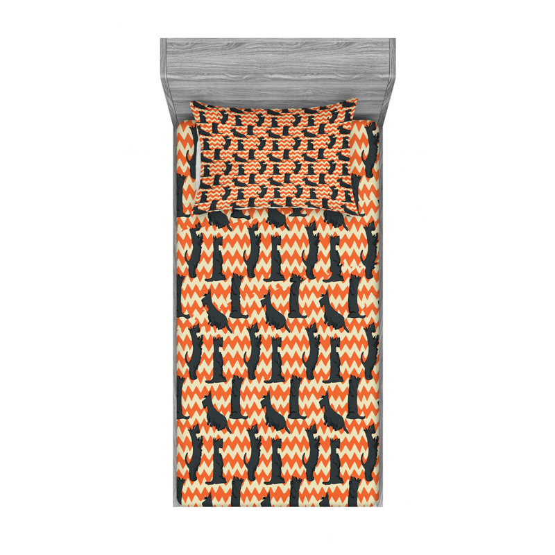 Microfiber Chevron Sheet Set, Twin Sheet Set with Fitted Sheet