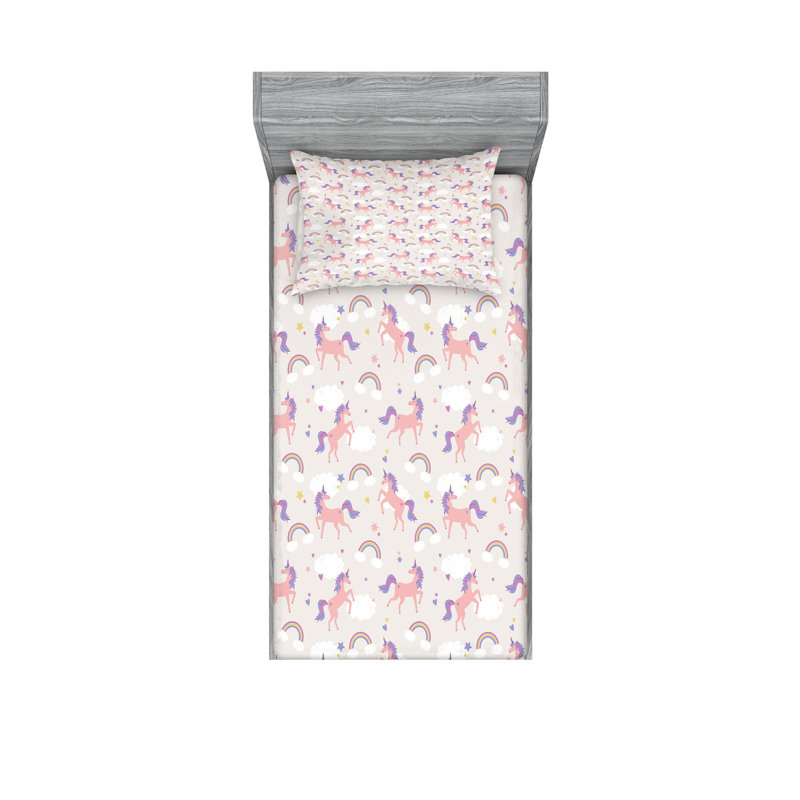Multicolore drap-housse et coussin décoratif Ambesonne Rainbow, Ensemble de draps pour lit simple + 3 pièces supp
