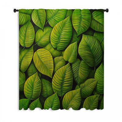 Rideaux de fenêtre à motif de feuilles, bloc botanique et voilages - 1 panneau
