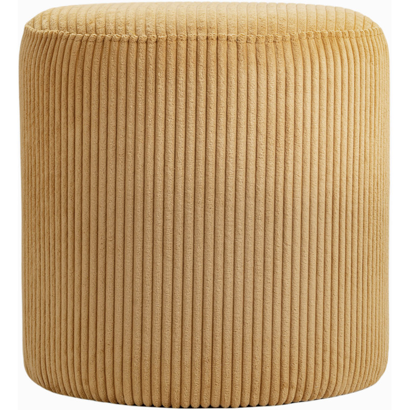 Roy Baber Upholstered Ottoman, Yellow Microsuede Fabric