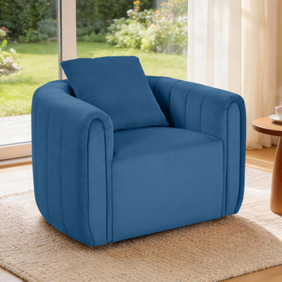 Deria 30.5'' W Velvet Swivel Barrel Chair