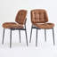 Chaises de salle à manger Mid-Century modernes avec dossier en grain de noyer, ensemble de 2 chaises de salle à manger en similicuir brun avec coussins réglables-513693481-513504656