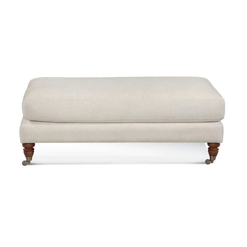 Celeste Upholstered Ottoman, Ivory Crypton Performance; 0886-91, Aged Barrel