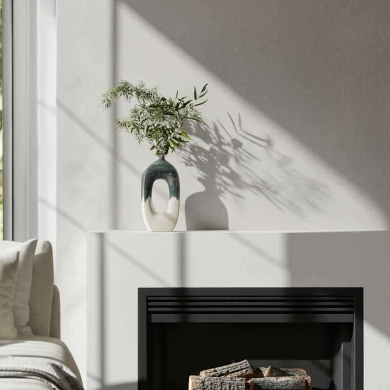 Ilariana Stoneware and Ceramic Vase with Sculptural Open Silhouette and Modern Art-Inspired Design Element or Decorative Display on Shelves or Tabletops in Contemporary Interiors
