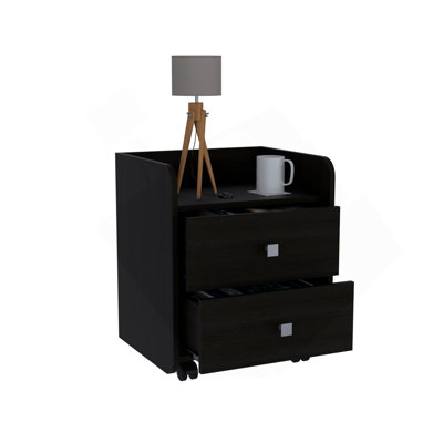 York Nightstand, Top, Two Drawers, Four Casters