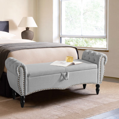 Button Tufted Storage Bedroom Bench
