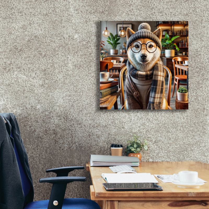 «Hipster Dog - Shiba Inu» par Rey Klimt, art mural sur toile, H 26 po x l 26 po x P 1,5 po