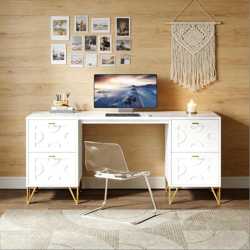 Bureau de bureau élégant, bureau d'ordinateur en bois, bureau de direction pratique