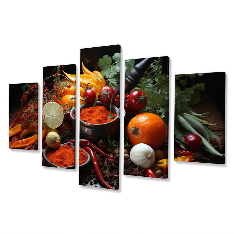 Oriental Spices Food I - Décoration murale aliments et boissons - 5 panneaux