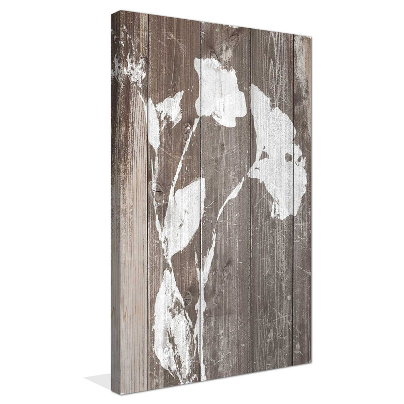 «Brown Floral Whisper on Wood II», impression, H 30 po x l 18 po x P 1 po, Toile tendue
