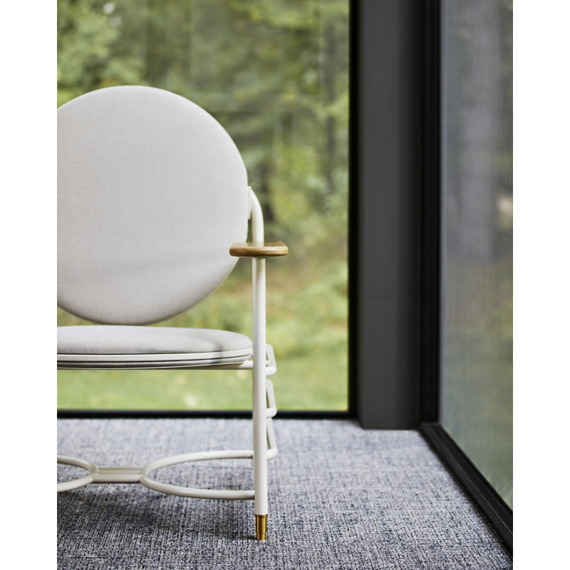 Frank Lloyd Wright Racine Lounge Chair, Linen Beige 100% Polyester, Warm White