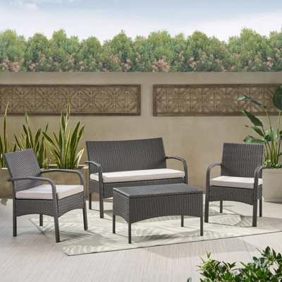 Ensemble de conversation 4 pièces KD WICKER, ensemble de patio, ensemble de canapé d'extérieur, ensemble modulaire d'extérieur