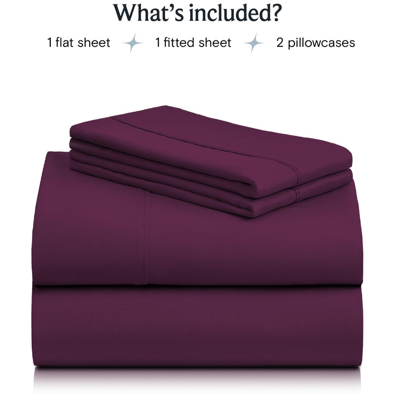 Luxclub 4 PC Aqua Silky Soft Cooling Deep Pocket Performance Sheet Set, Twin Sheet Set with 1 Pillowcase, Violet Blue