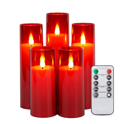 Bougies sans flamme vacillantes IMAGE avec télécommande et minuterie à 10 touches (paquet de 5)