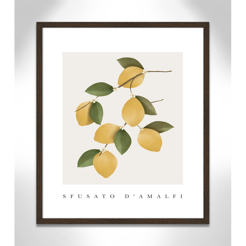 Amalfi Lemons - cadre photo, impression, H 25,5 po x l 21,5 po x P 0,75 po, Encadrement brun