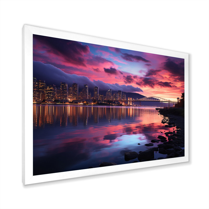 «Canada Vancouver Twilight», reproduction sur toile, H 24 po x l 32 po x P 1 po, Cadre photo blanc