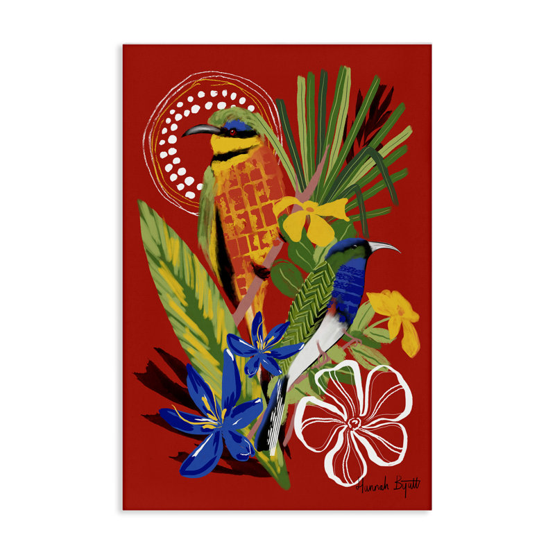 «Gambia Inspired Birds», art mural par Hannah Byatt, 24" H x 16" W