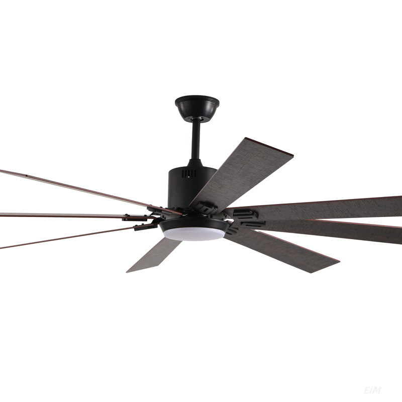 72" Walnut LED Ceiling Fan Light with 8 Wooden Blades, Remote Control, Adjustable Color Temperature for Living Room, Bedroom, or Dining Room (Silent/6-Speed/Reversible/DC Motor)