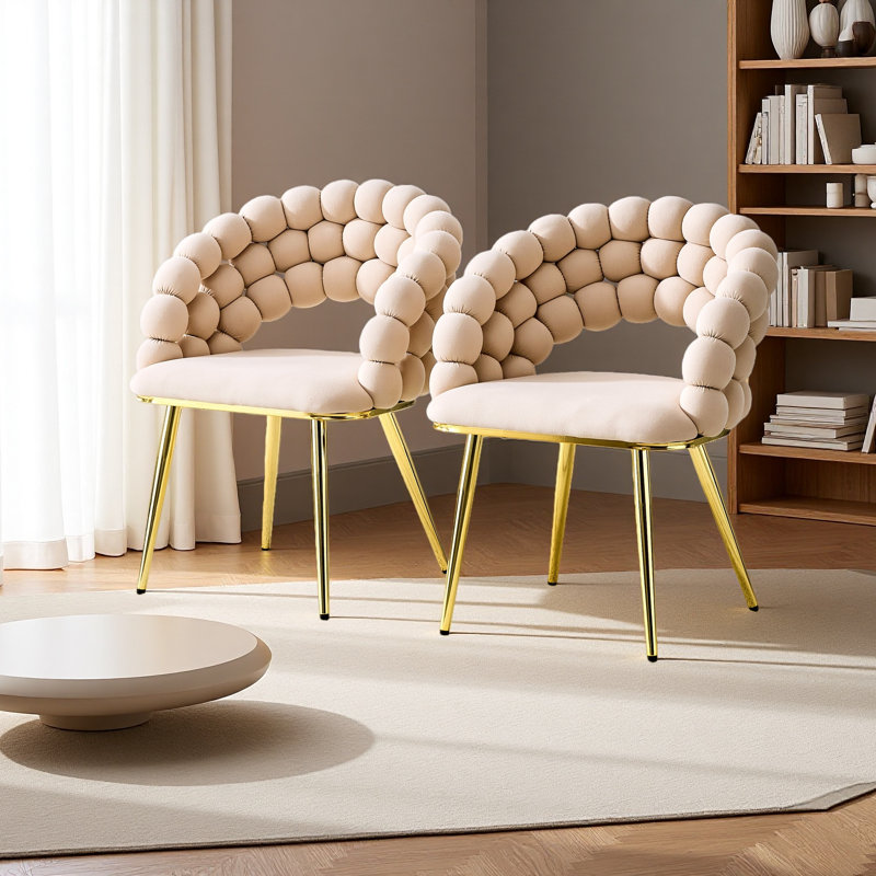 Chaises de salle à manger en velours, Orange, Doré