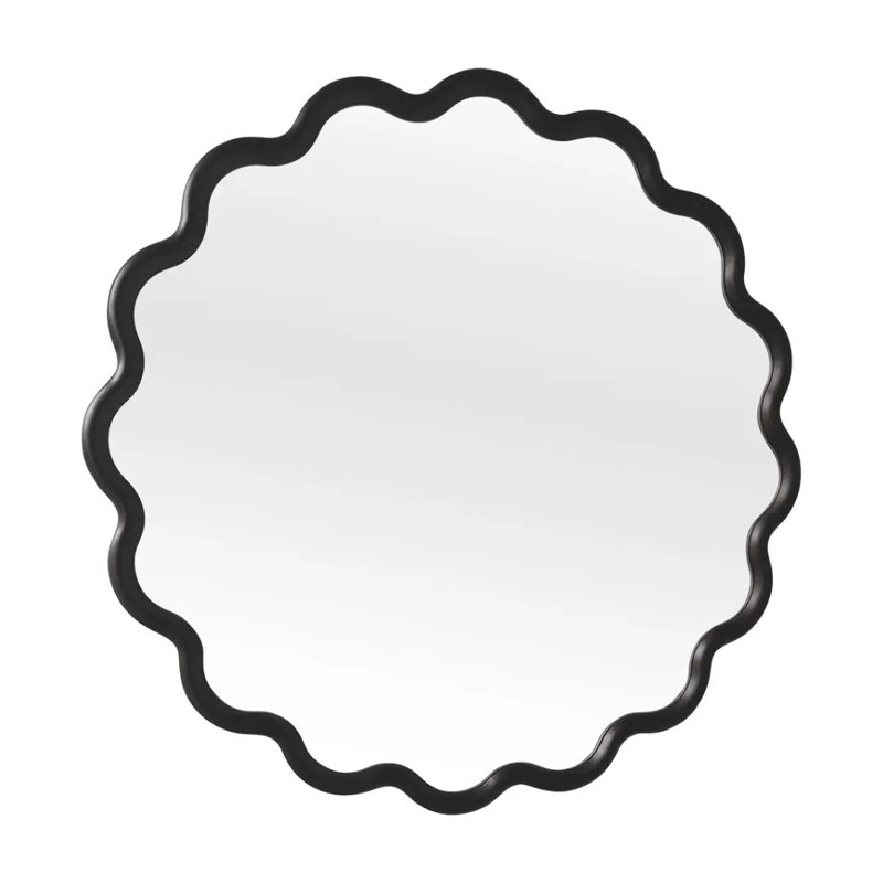 Round Wave Mirror, Black