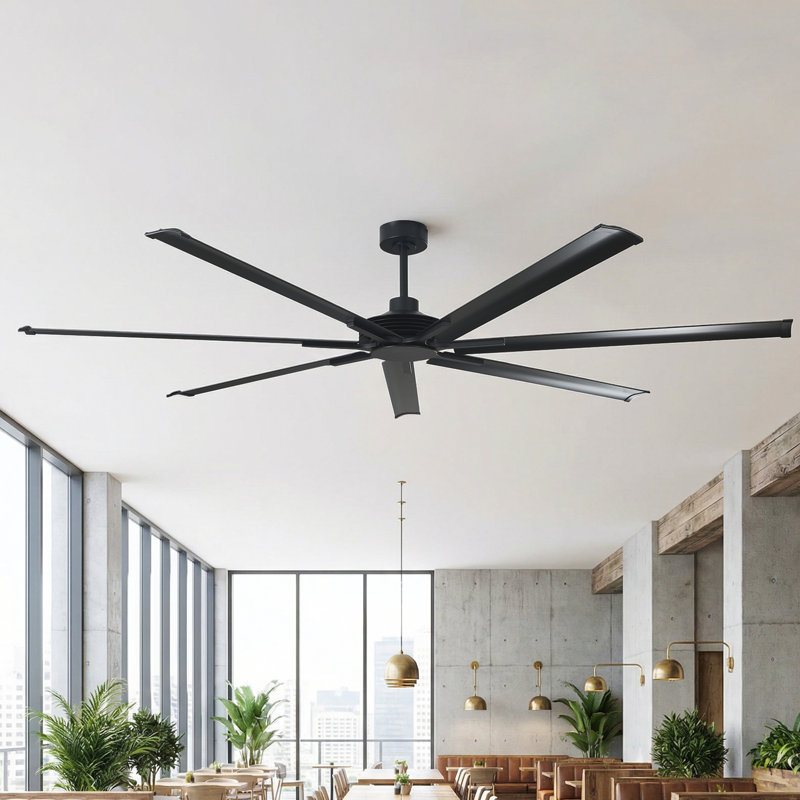 120" 7 Aluminum Blades Commercial Industrial Ceiling Fan With Remote Control, Extra Large HVLS Ceiling Fan For Warehouse Shop Barn Gym, No Light