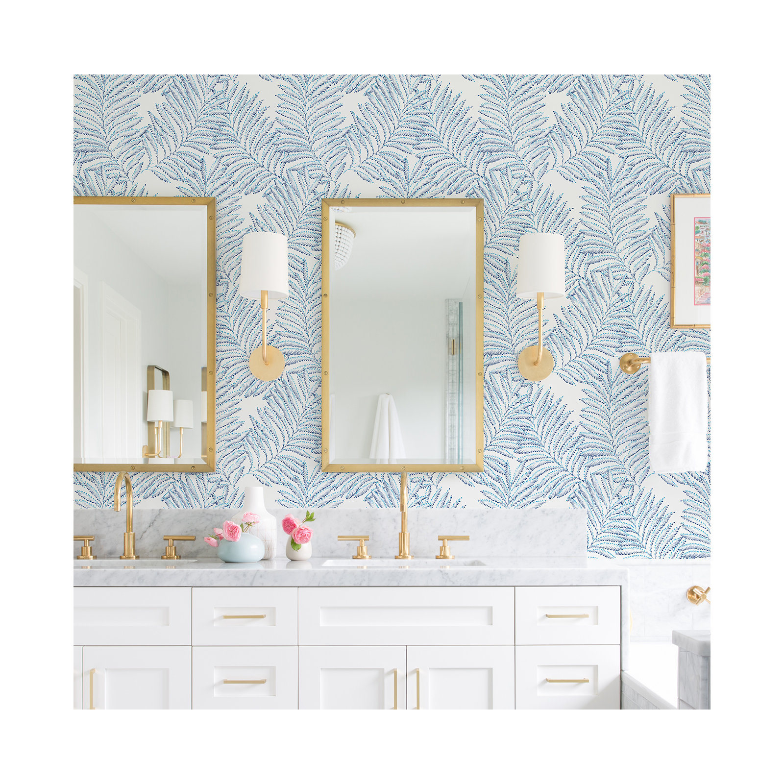 Palmina Modern Floral Wallpaper, Blue