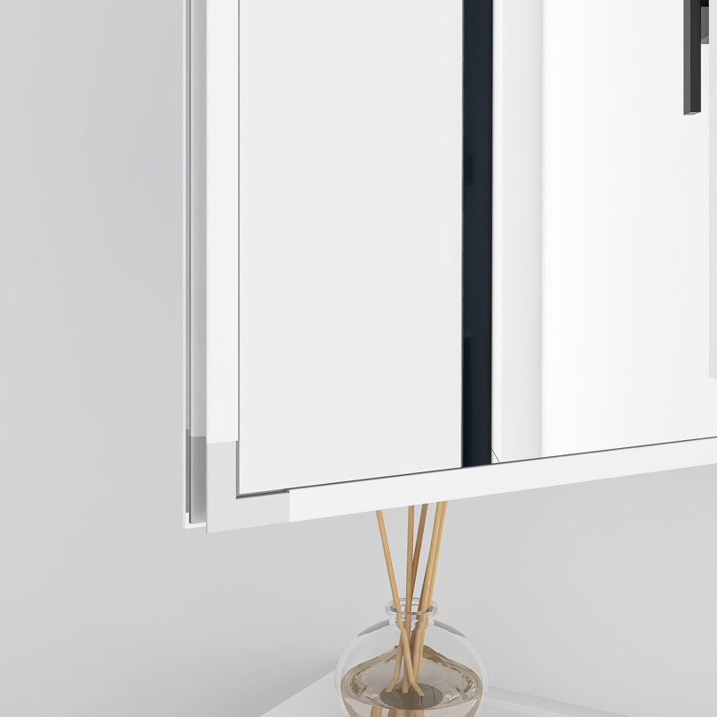 Pharmacie rectangulaire avec miroir, H 24 po x l 12 po x P 4,63 po, Argent argent