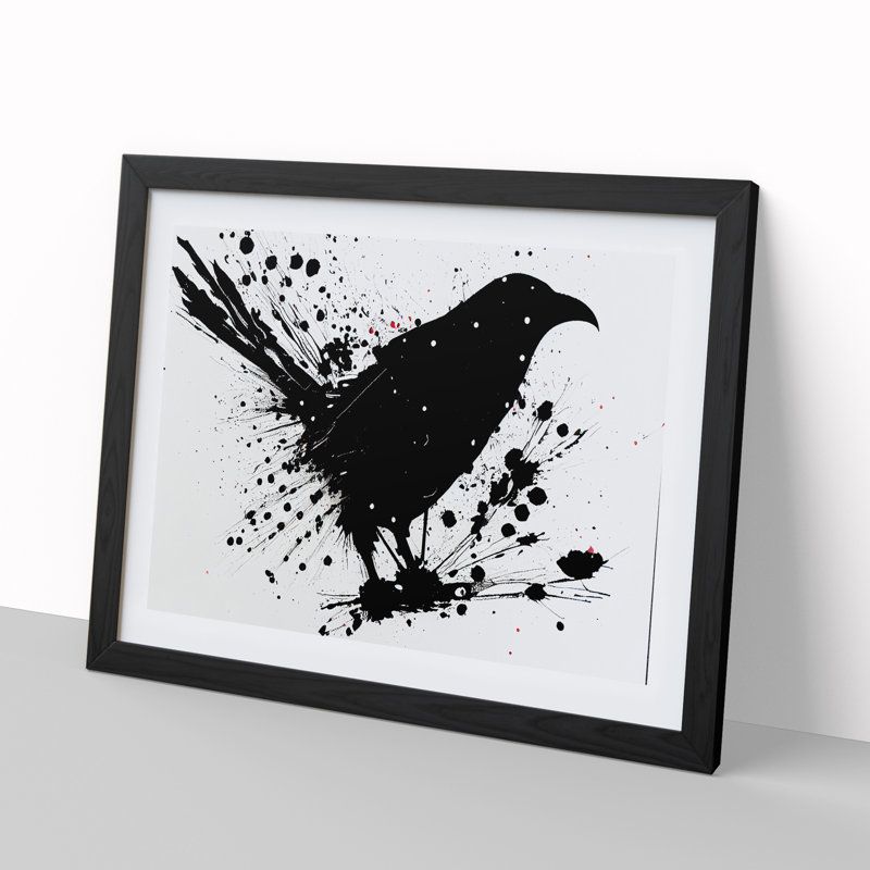 Crow Bird Splash Vol.2 - Framed Print, Black, 46cm H x 64cm W x 2cm D