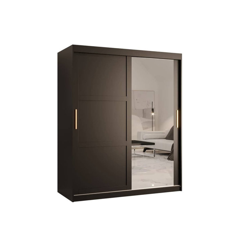 Artimizia 2 Door Manufactured Wood Wardrobe, 200cm H x 150cm W x 62cm D, Black
