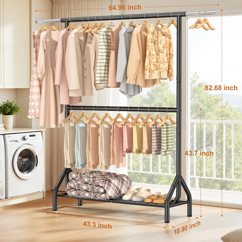 165cm Adjustable Clothing Rack, Black