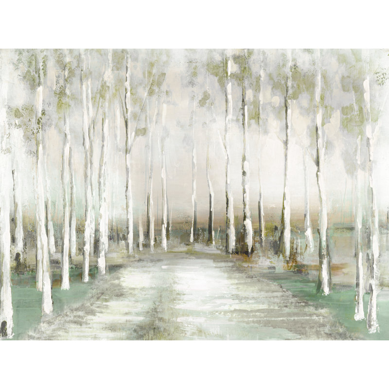 " Path Through the Tall Birches " Mixed Media Print, 18" H x 24" W
