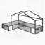 Double lit simple en L Montessori, structure en métal avec clôtures cloisonnées, lit de plancher de style maison pour 2 enfants, sans lattes, noir-888886769