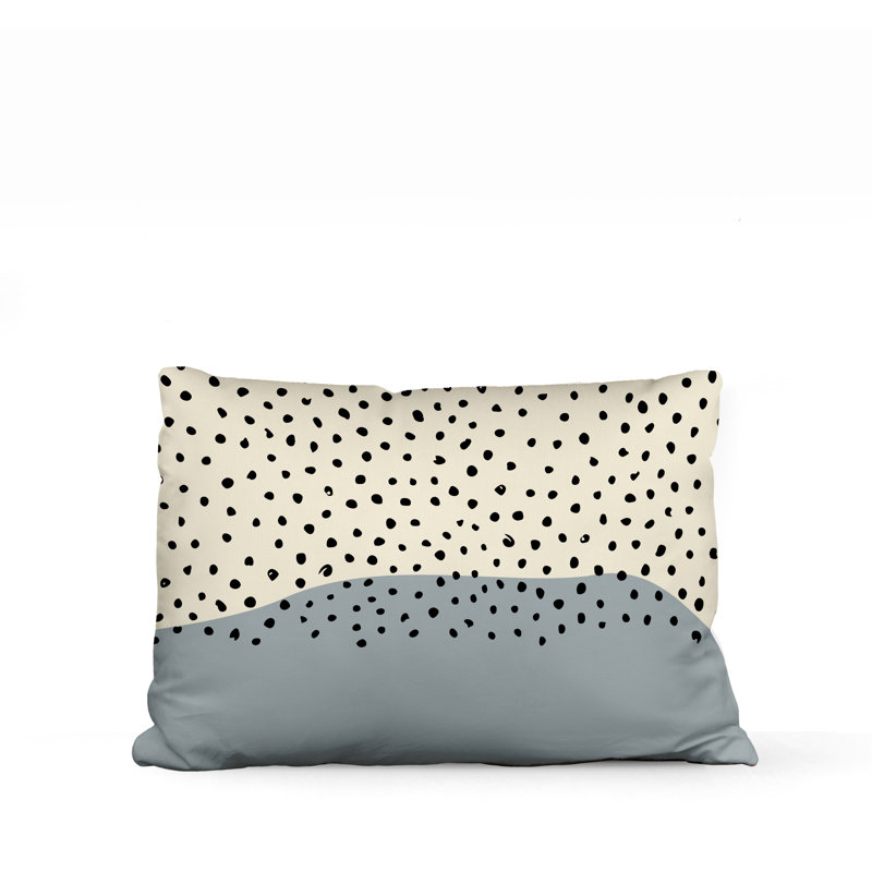 Coussin décoratif intérieur / extérieur en polyester filé Willow, Gris / blanc cassé / noir