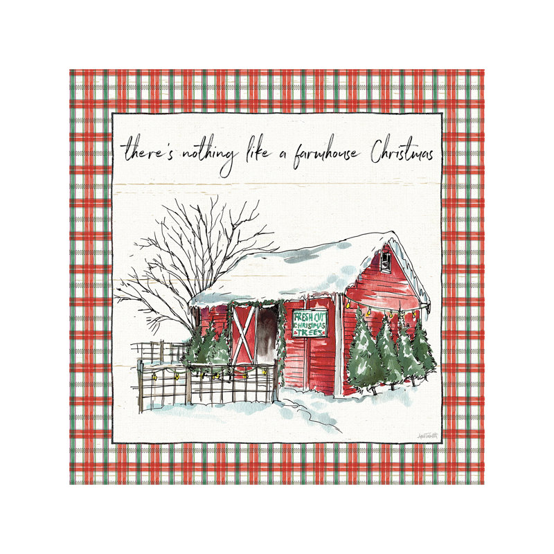 Holiday On The Farm Iv - Plaid by Anne Tavoletti - Print on Canvas, Wrapped Canvas, 45.72 cm H x 45.72 cm W x 1.91 cm D