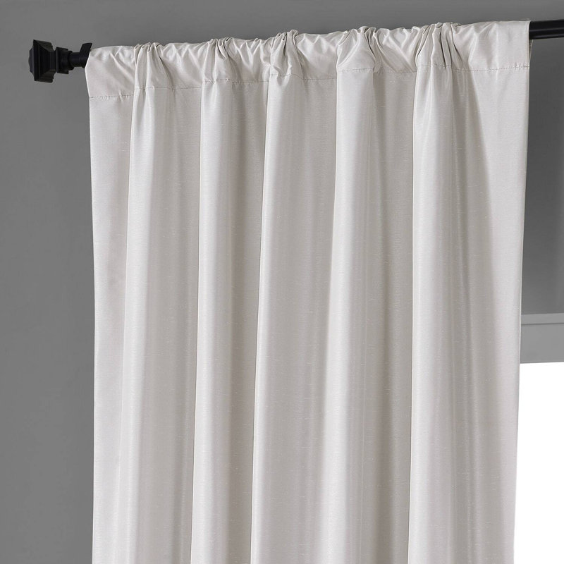 Faux Silk Curtains for Bedroom Blackout Curtains for Living Room Large Window Single Panel Drapes, 50" W x 60" L, Sweet Cream