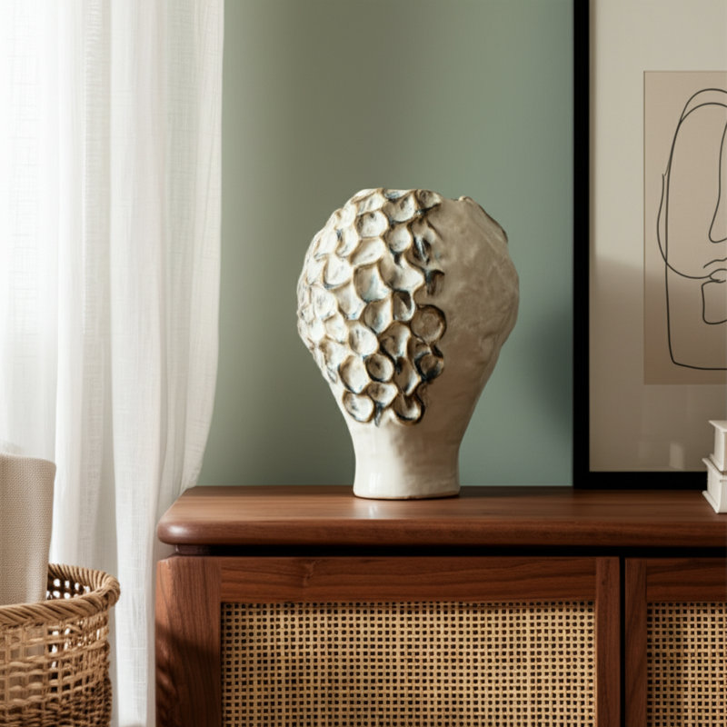  Grand vase en céramique Koss, H 14 po x l 10 po x P 10 po