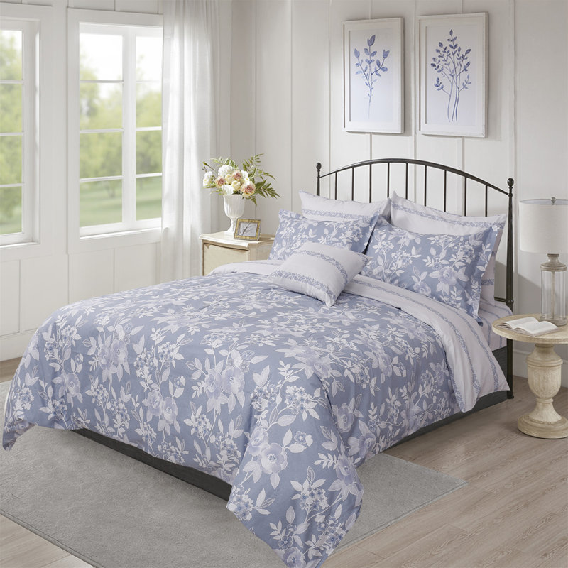 Ensemble de housse de couette réversible 100% coton Delancy, Housse de couette simple + 3 pièces supplémentai