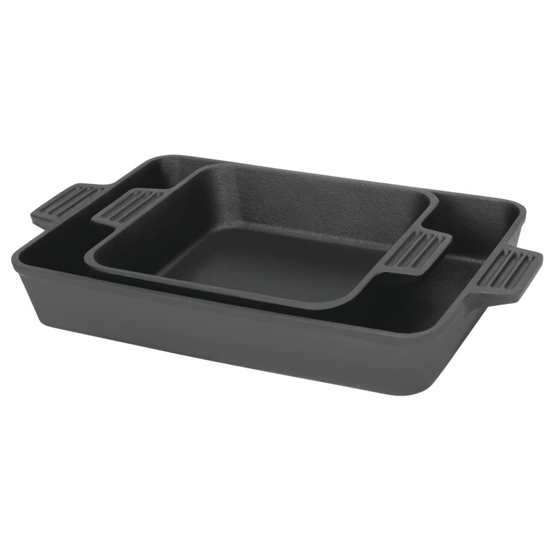 Bayou Classic Rectangle Cast Iron 2 Piece Baker Bakeware Set