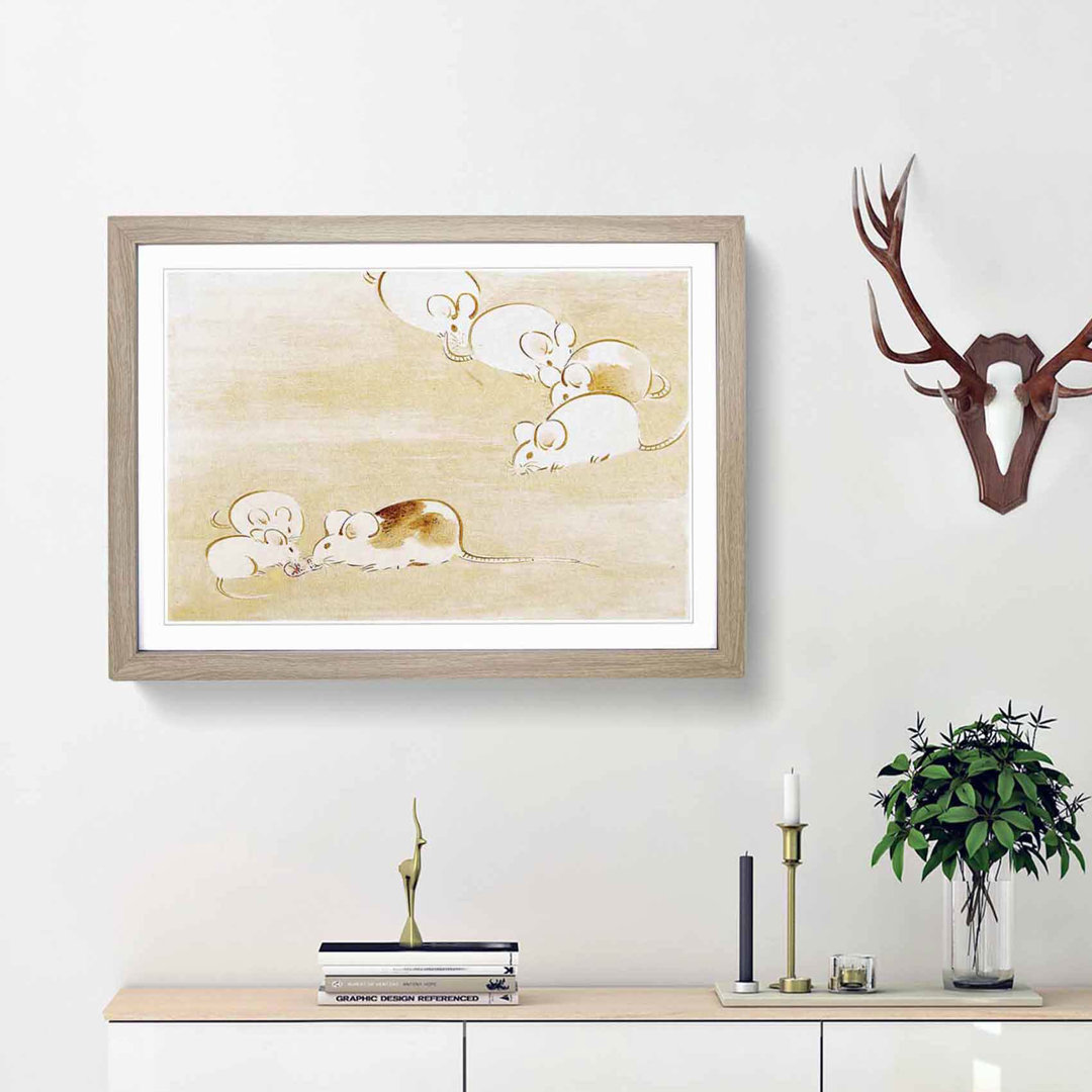 Mice by Shibata Zeshin - Framed Print