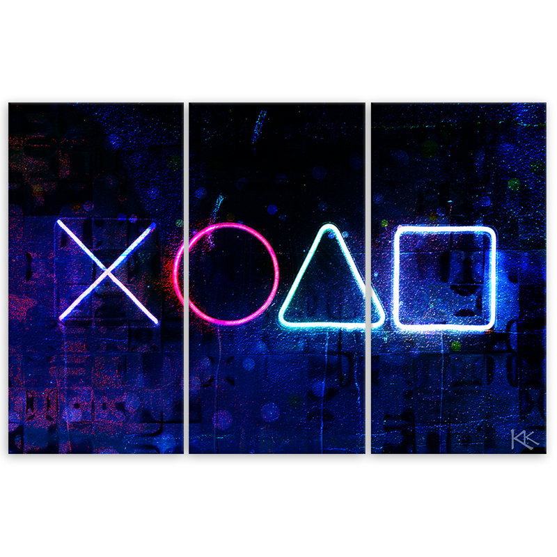 Buttons For The Controller - 3 Piece Wrapped Canvas Print Set, 60cm H x 90cm W