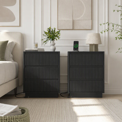 Ensemble de 2 tables de bout avec station de charge USB-C rapide