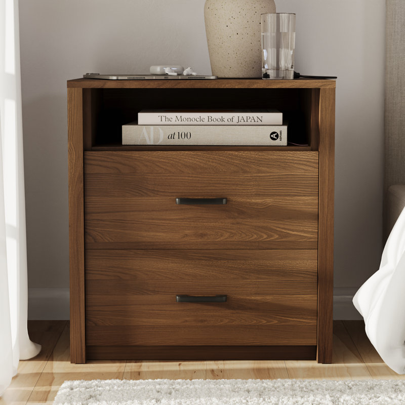 23” 2 Drawer Nightstand with Finished Back, Walnut