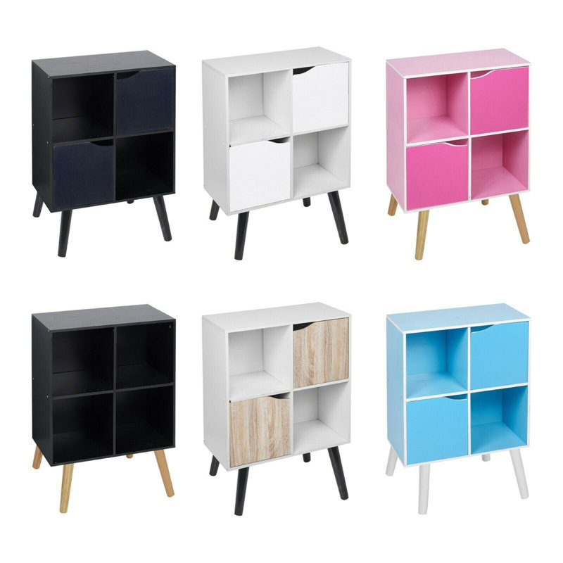Havza 82cm H x 60cm W Wood Standard Bookcase, White/Black