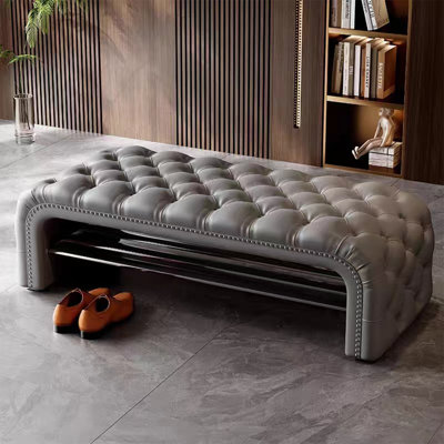 Banc de rangement gris en bois gris pour chambre et vestibule